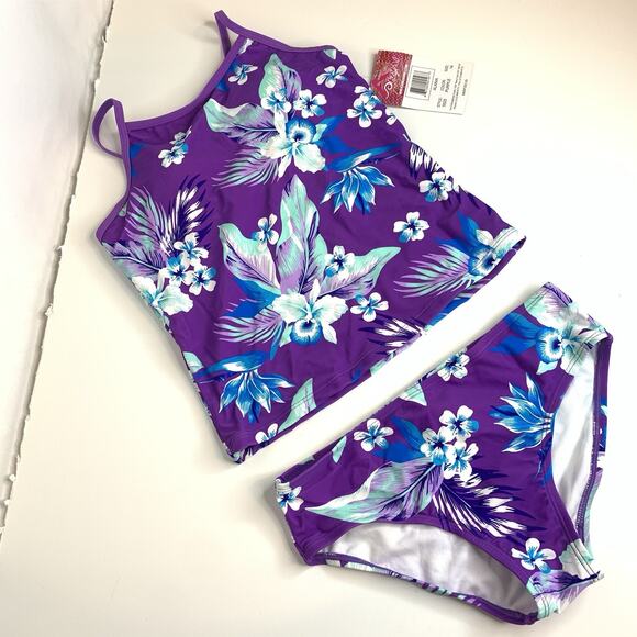 Kanu Surf Girls Melanie Beach Sport 2 Piece Tankini Swimsuit Size 14 UPF 50+ - Picture 4 of 13